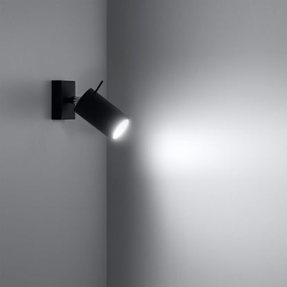 Applique Murale Directionnelle LED Noire en Acier, Interrupteur Intégré