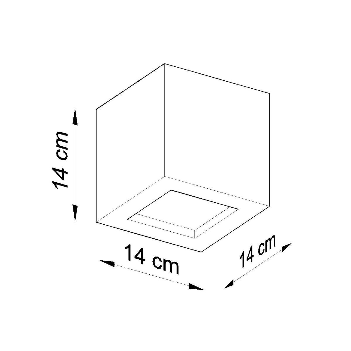 Applique murale cube en céramique grise, E27