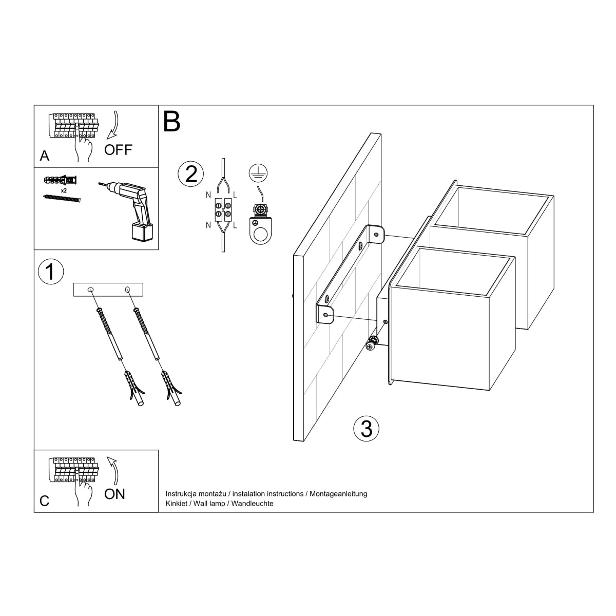 Applique Murale Cube LED 2 Feux Blanche