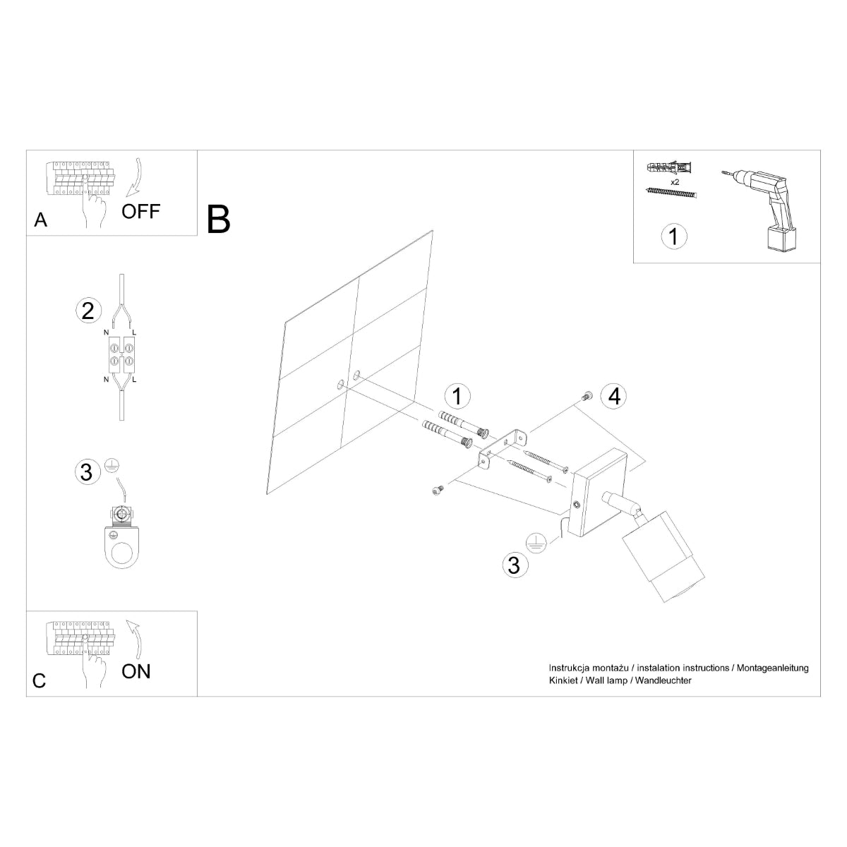 Applique Murale Orientable Double Cylindre Noir et Chrome