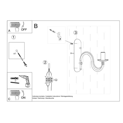 Applique Murale Bougie Moderne Noire