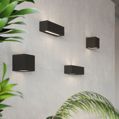 Applique murale rectangle céramique noire E27 haut et bas