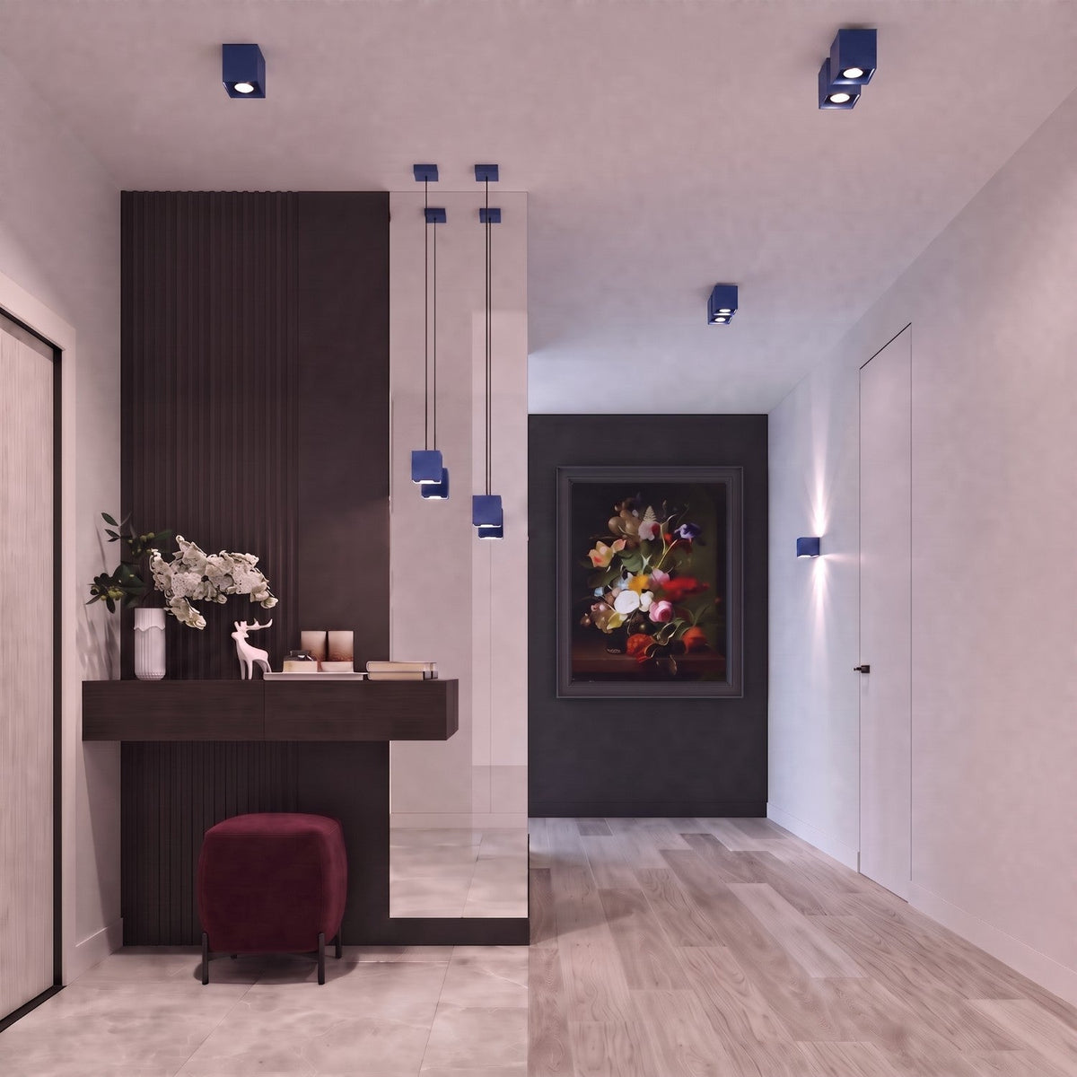 Applique Murale Cube LED Bleu Outremer
