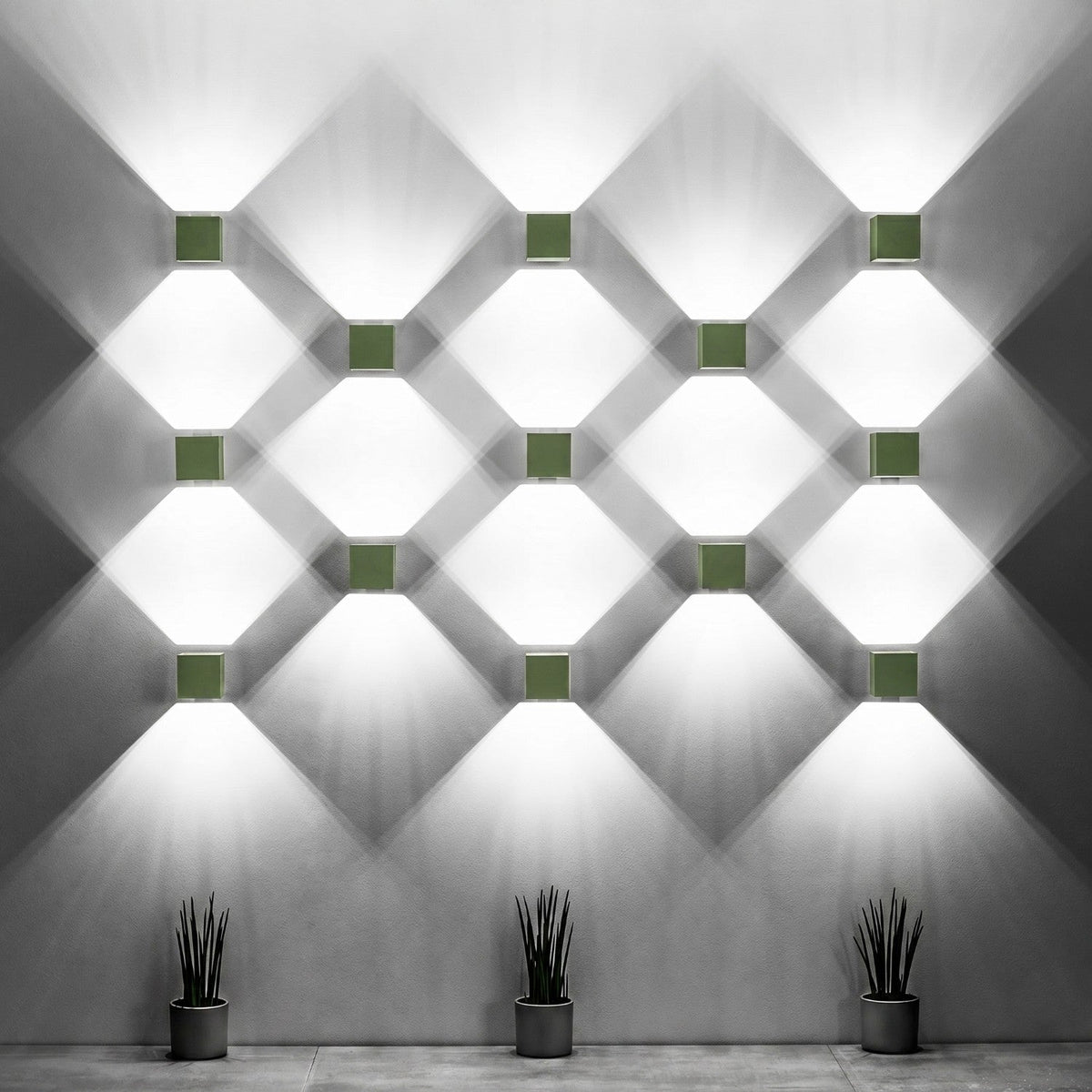 Applique Murale Cube LED Vert Olive