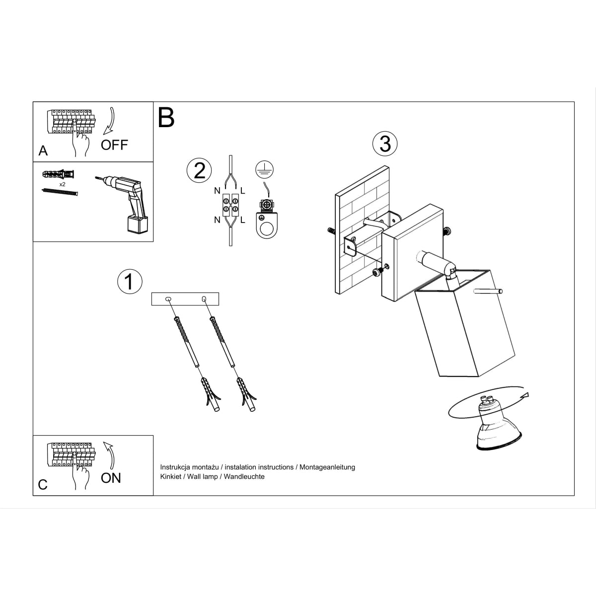 Applique Murale Directionnelle Carré Orientable Grise