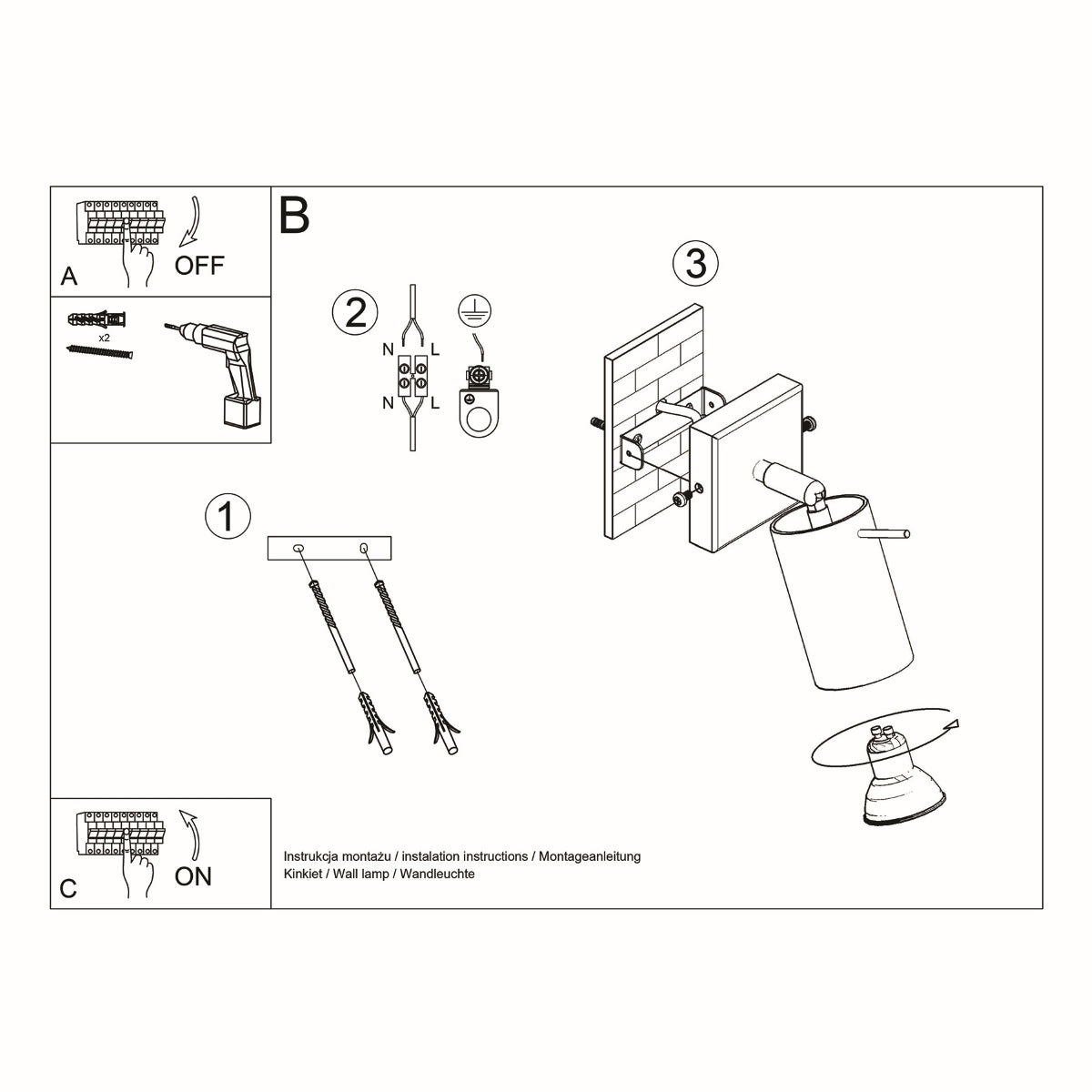 Applique Murale Directionnelle Spot Orientable Grise