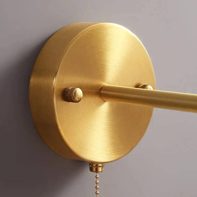 Applique Murale en Laiton Doré et Céramique Rainurée