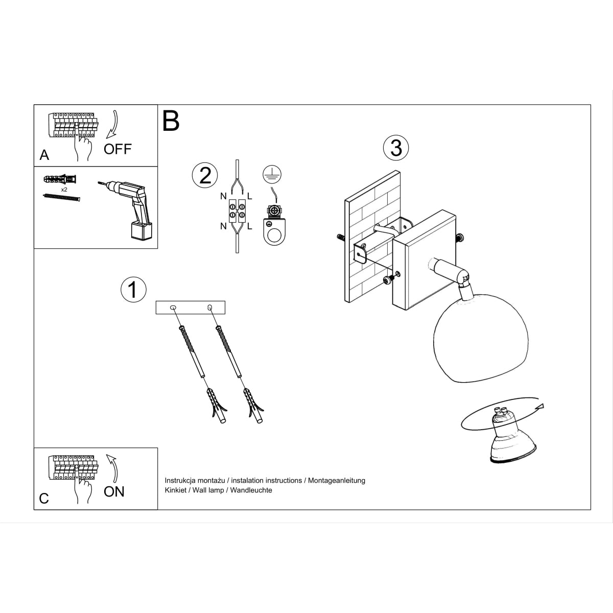Applique Murale Oculaire Spot Orientable Noire