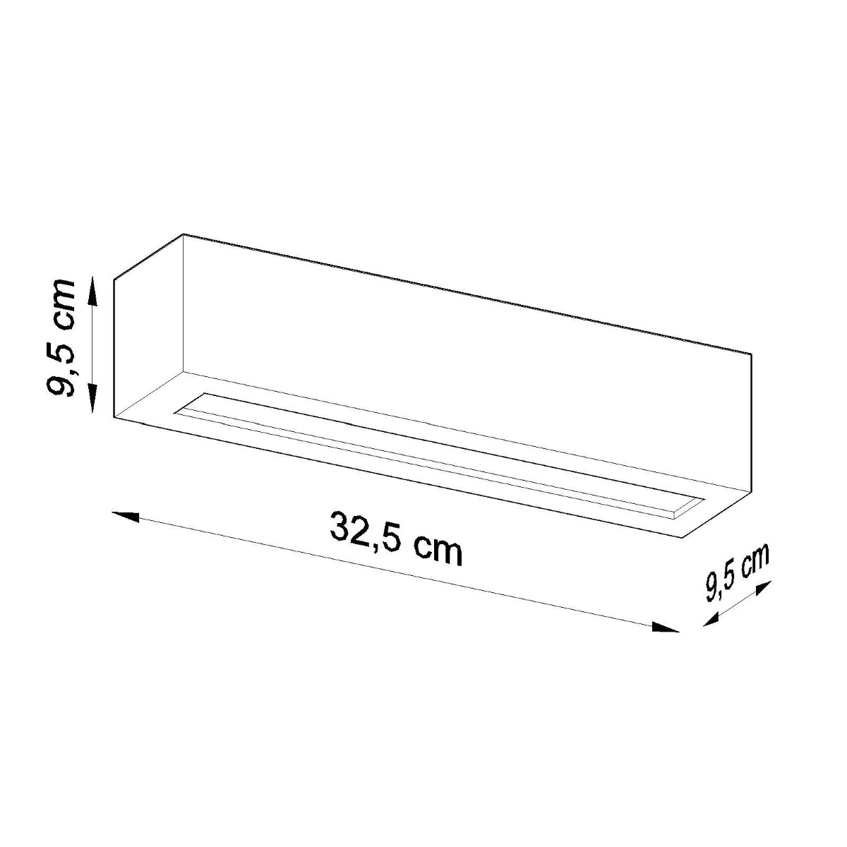 Applique murale rectangle céramique noire E27 haut et bas